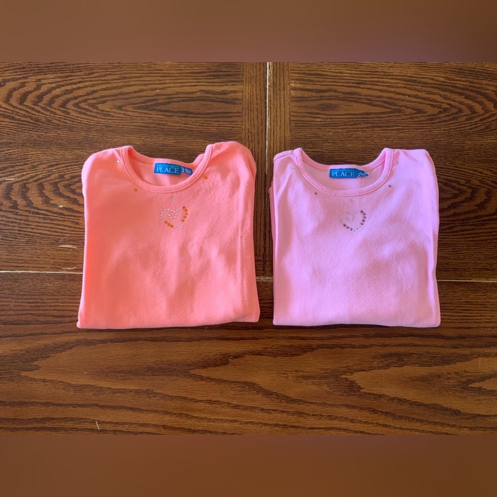 The Children's Place Girl Shirt Lot Long Sleeve Pink Peach 1989 Size 10-12 Large
